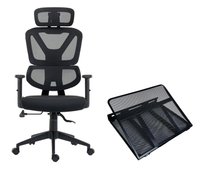 Fotel ergonomiczny Silver Monkey Fotel biurowy SMO-750 + Fuji składana podstawka pod laptop